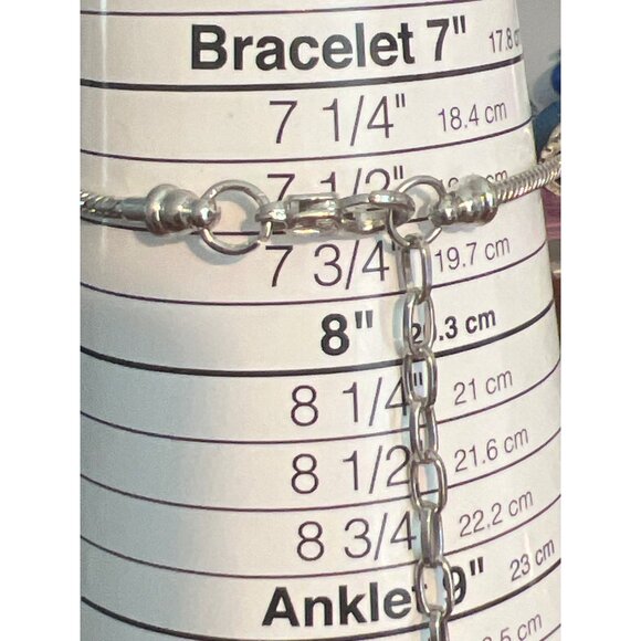 Khloelle Charm Bracelet Silver Tone Blue Glitter Add Bead Adj 7.5" + 2" Jewelry - Picture 5 of 5